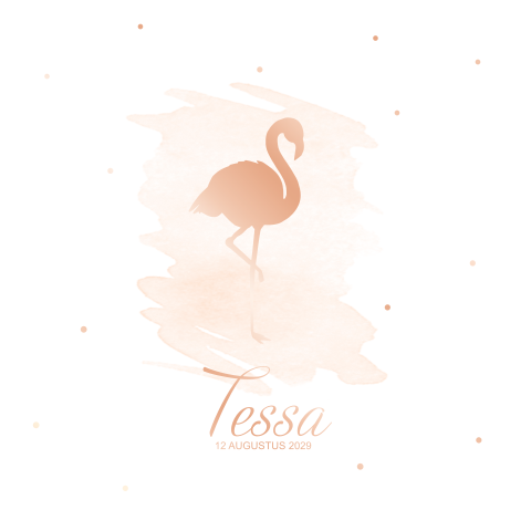 Geboortekaartje baby meisje flamingo foliedruk