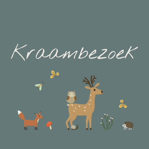 Groene kraamborrel kaartje met bosdieren
