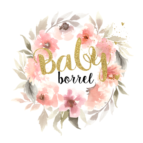Babyborrel uitnodiging krans met bloemen