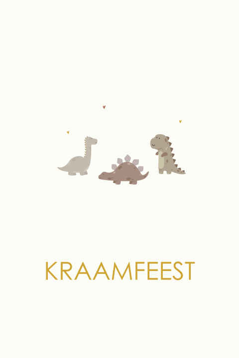 Uitnodiging kraamfeest dinos op een rijtje