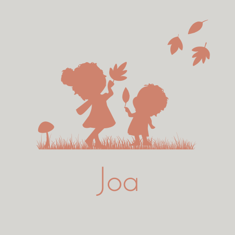 Geboortekaart herfst bladeren jongen met grote zus bladeren