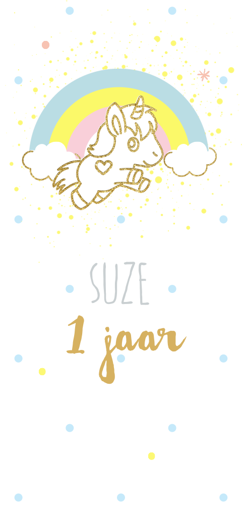 Unicorn uitnodiging meisje 1ste verjaardag