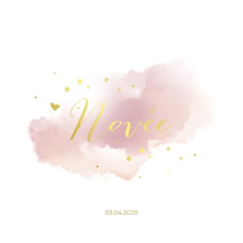 Modern watercolor geboortekaartje meisje roze hartjes