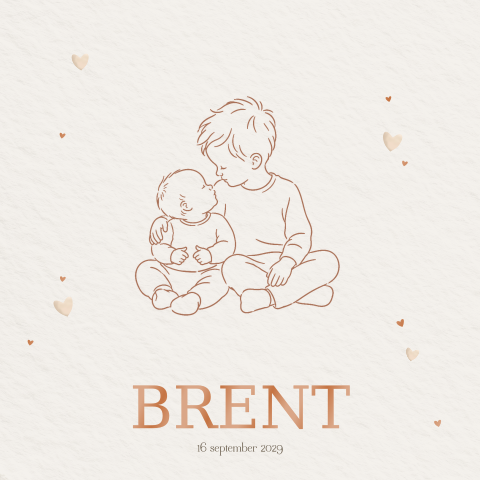Lief geboortekaartje met grote broer en baby