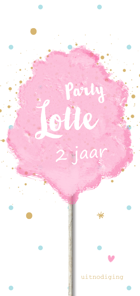 Hippe suikerspin uitnodiging 2e verjaardag meisje