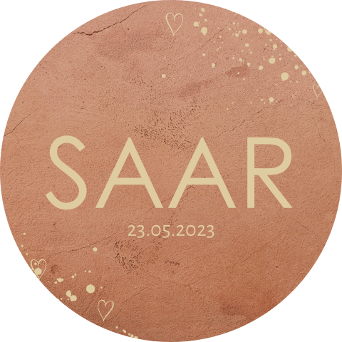 Sticker op een steen-look achtergrond