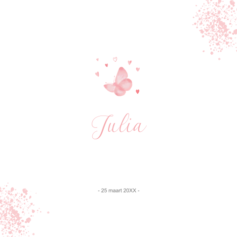 Geboortekaartje meisje met vlinder aquarel