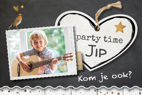 Stoere krijtbord uitnodiging verjaardag jongen