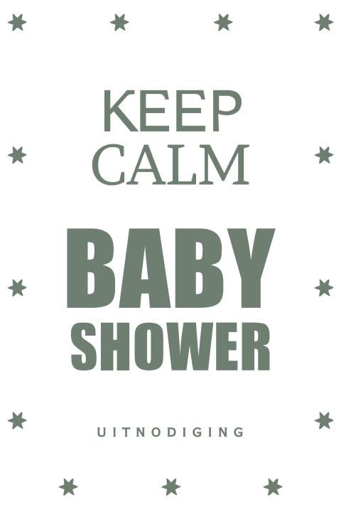 Keep calm babyshower uitnodiging met sterren