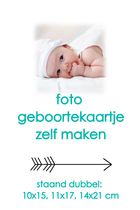 Gevouwen staand foto geboortekaartje