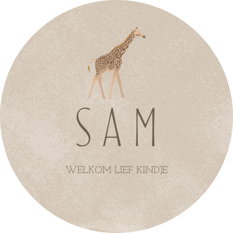 Sticker giraffe in naturel beige kleur