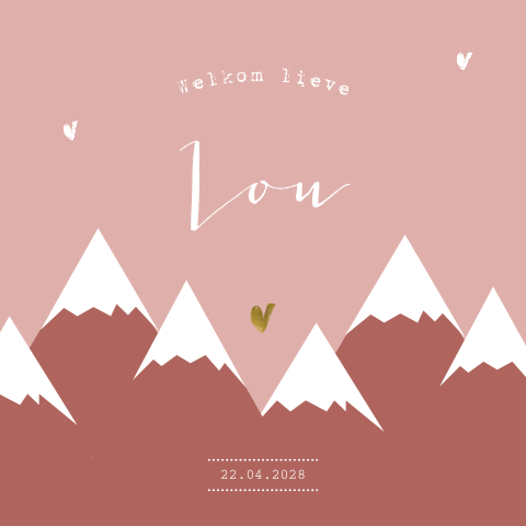 Winters geboortekaartje meisje met bergen