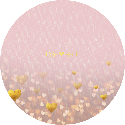 Roze sluitsticker met gouden hartjes