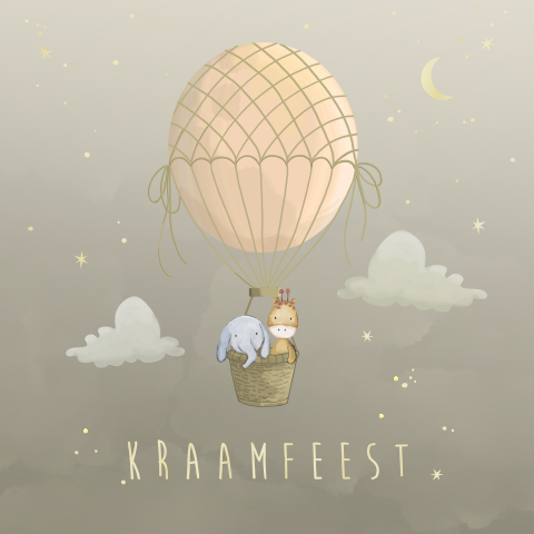 Kraamfeest uitnodiging winterliefde meisje luchtballon