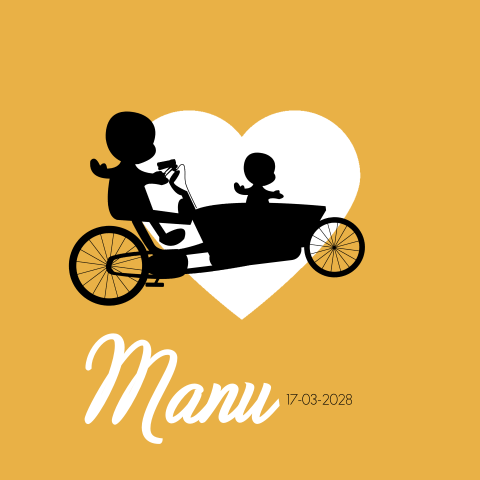 Geboortekaartje silhouet broertjes bakfiets