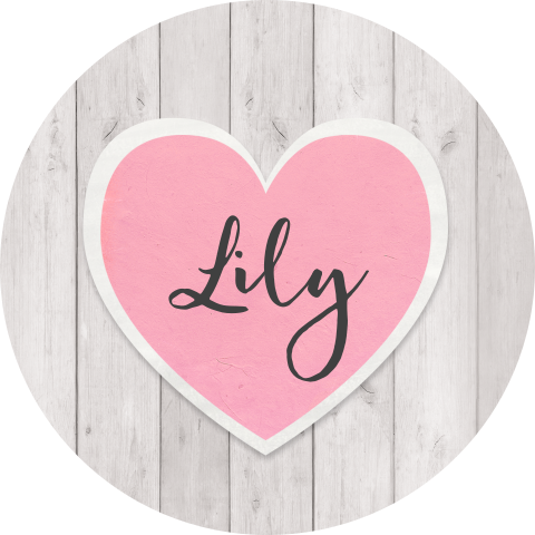 Sluitzegel hout look en roze hart