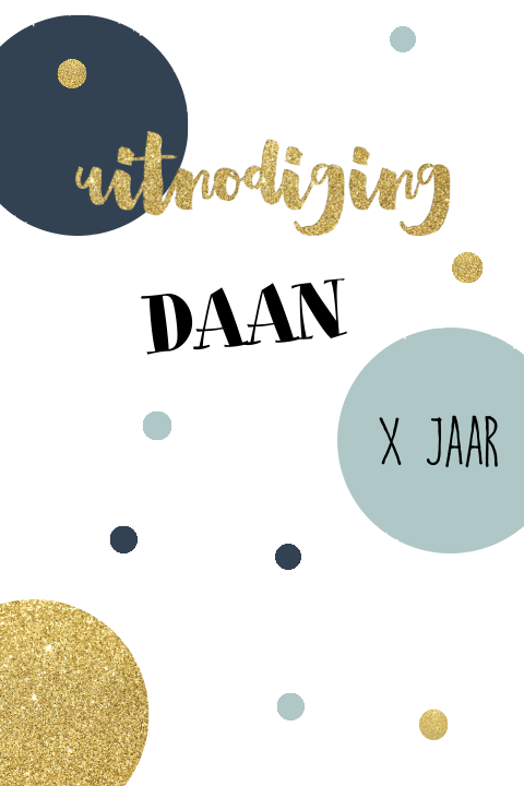 Uitnodiging kinderfeestje hip jongen glitter look