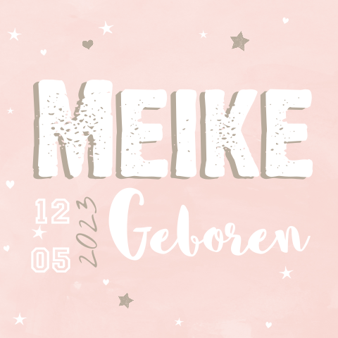 Lief watercolour geboortekaartje met typografie