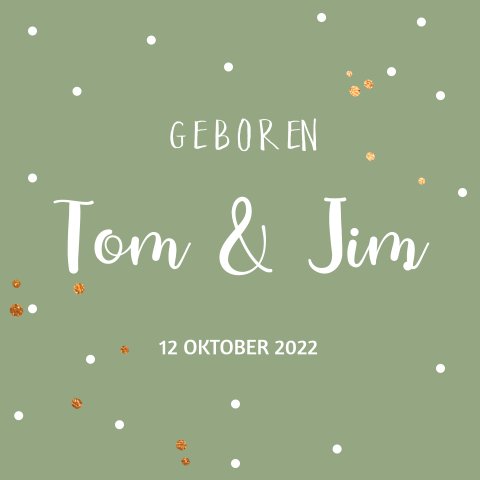 Geboortekaartje tweeling met confetti