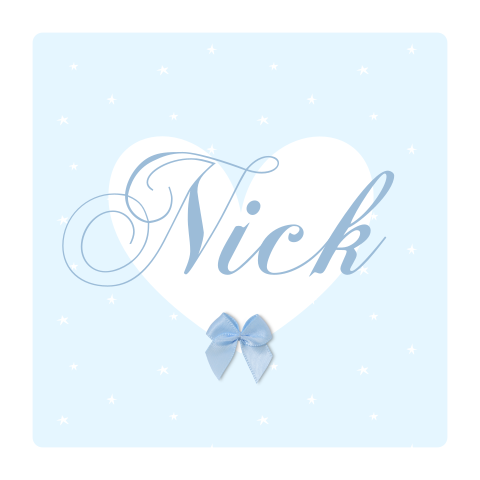 Klassiek geboortekaartje voor jongen met blauw hart en strikje