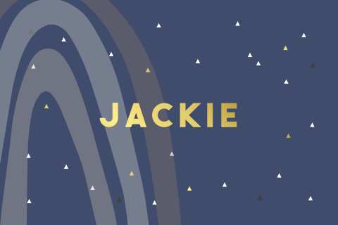 Modern nacht blauw geboortekaartje jongen met regenboog