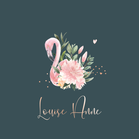 Geboortekaartje met zwaan en bloemen voor een meisje