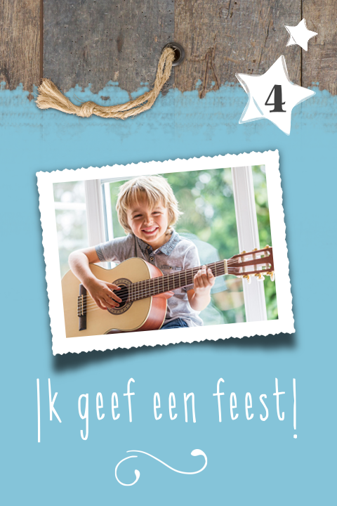 Uitnodiging kinderfeestje jongen 4 jaar blauw