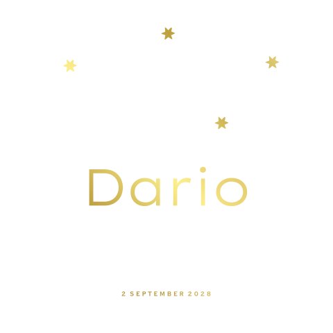 Minimalistisch geboortekaartje jongen met sterretjes