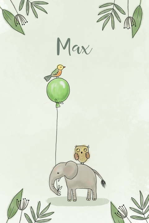 Geboortekaartje jongen dieren ballon