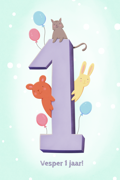 1 jaar uitnodiging feestje paars