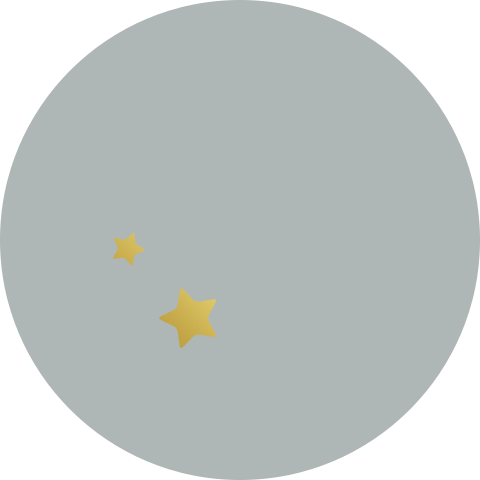 Blauwe sluitsticker met gouden sterretjes