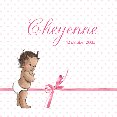 Kneuterig geboortekaartje met getekende baby