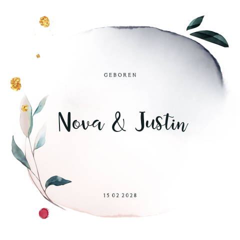 Tweeling geboortekaartje botanisch