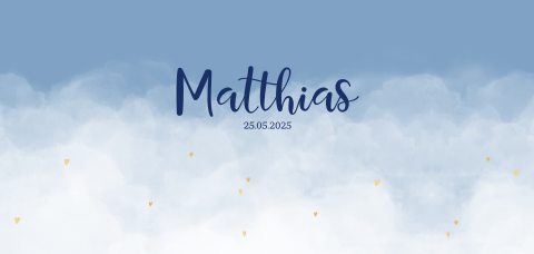 Geboortekaartje jongen wolken blauw