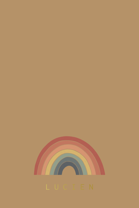 Geboortekaartje jongen met regenboog en goudfolie