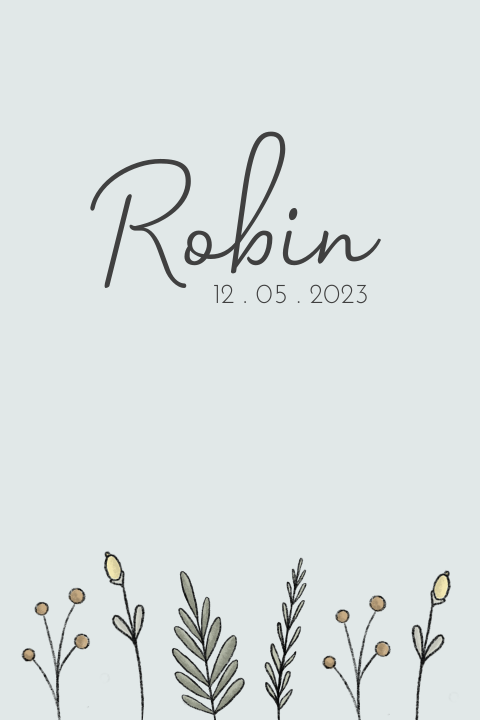 Modern bloemen geboortekaartje jongen