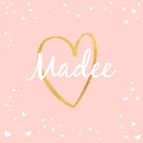 Hippe geboortekaart met goud look hartje