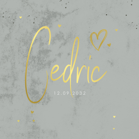 Blauwgroen geboortekaartje jongen met goudfolie