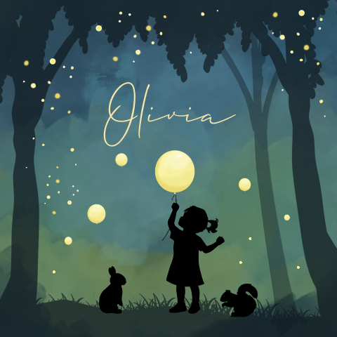 Raamsticker winterliefde met silhouet van meisje in het bos