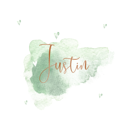 Lief jongens geboortekaartje met groene waterverf