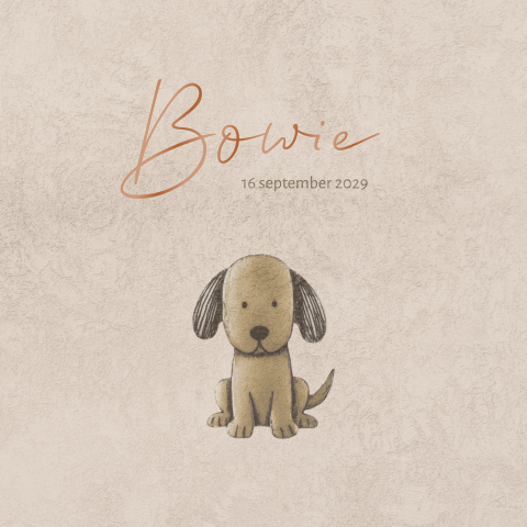 Neutraal geboortekaartje met hondje