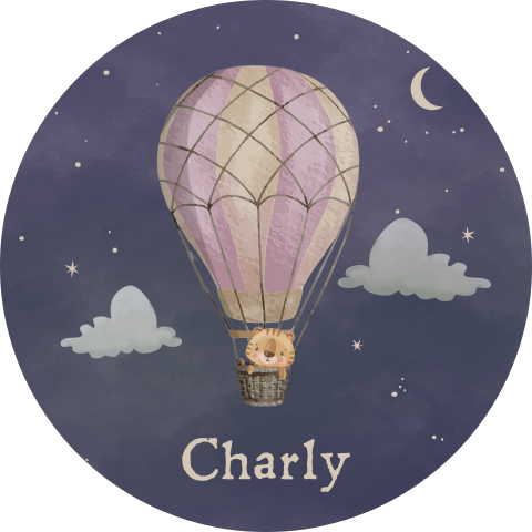 Raamsticker winterliefde met luchtballon en tijgertje
