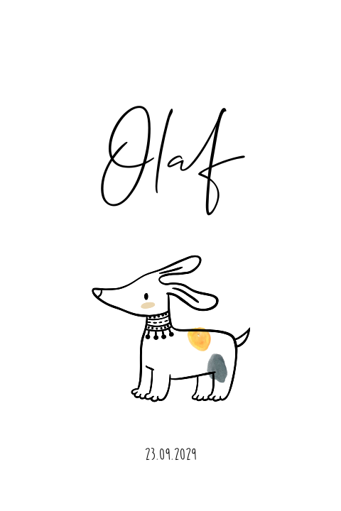 Hip babykaartje jongen met een hondje