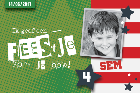 Stoere uitnodiging 4e verjaardag jongen met foto