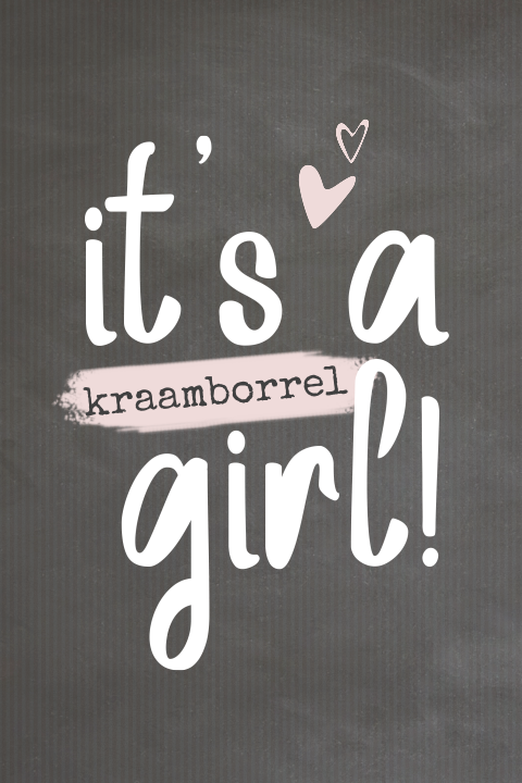 Kraamborrel kaartje krijtbord look meisje