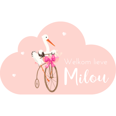 Tuinbord in vorm van wolk met ooievaar