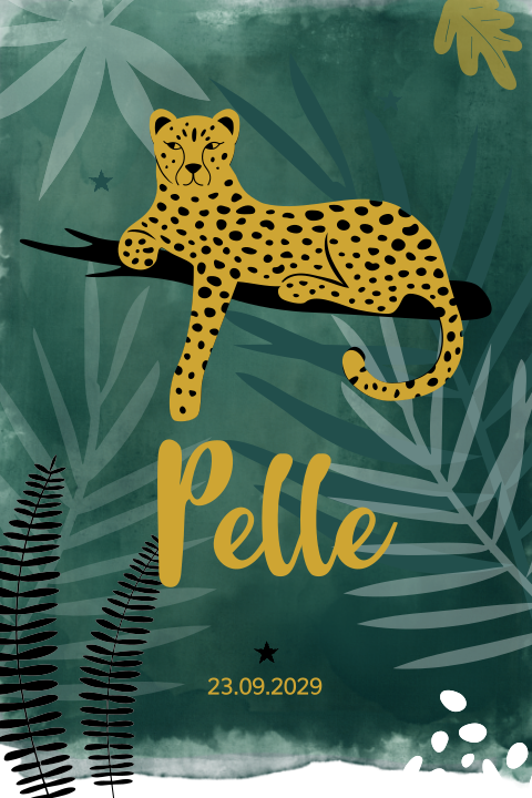Jungle geboortekaartje jongen met panter