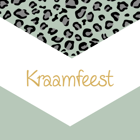 Kraamfeest kaartje tijgerprint groen