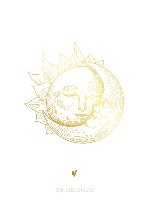 Lief geboorte kaartje voor een zoon met maan en zon
