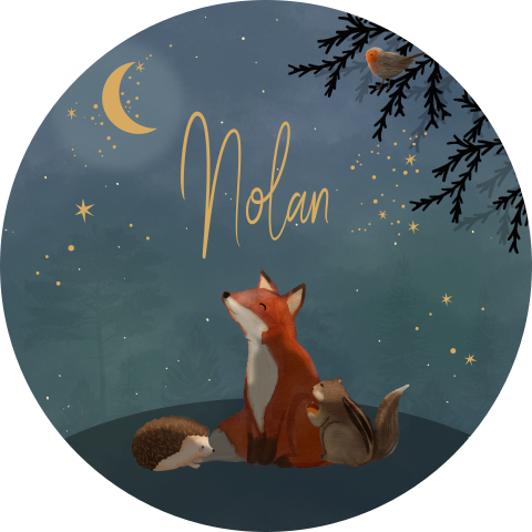 Raamsticker winterliefde voor een jongetje met vos maan en sterren